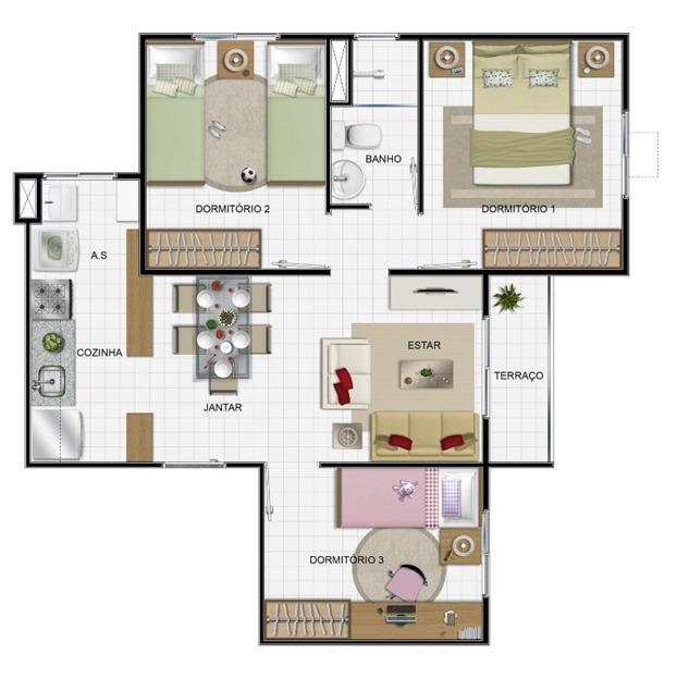 Apartamento 3 quartos Rossi Ideal Campo Grande, sol da manhã.